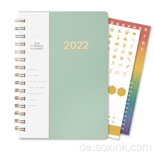 A5 Spiraljournal Wöchentlicher täglicher Notebook 2022 Planer